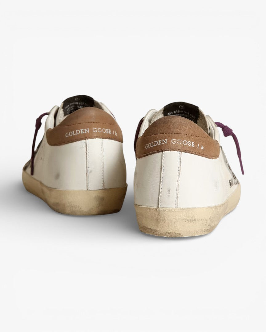 Golden Goose Super-Star Leopard Pony Skin Star Brown Nubuck Heel Tab