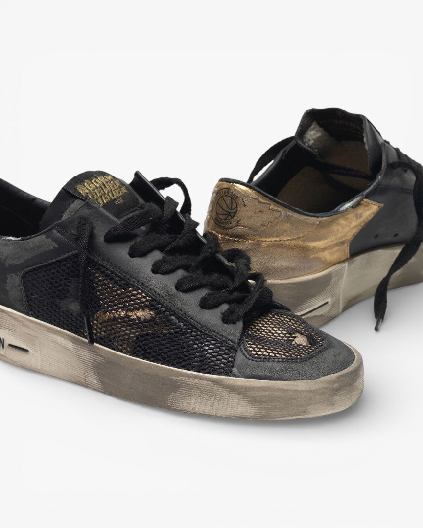 Golden Goose Distressed Black Gold Stardan LTD Sneakers