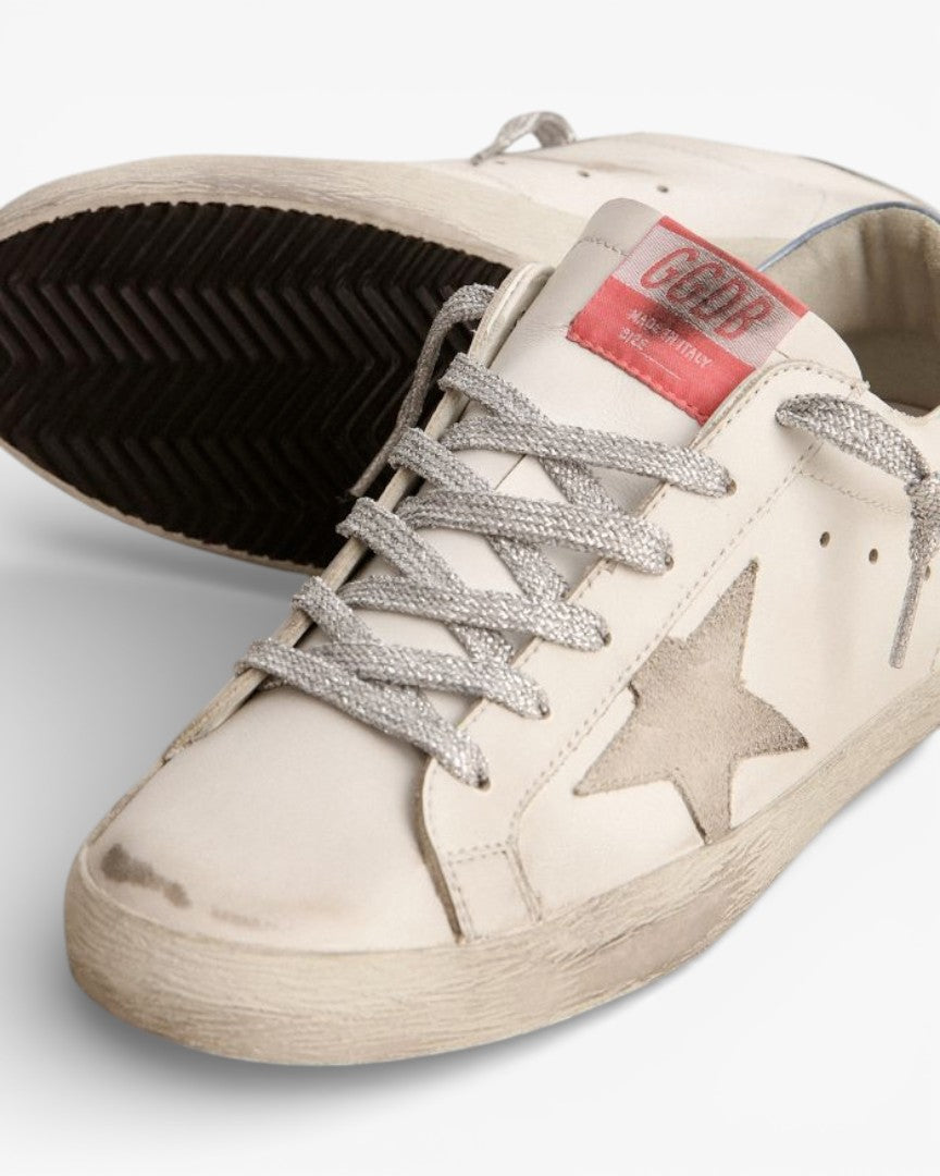 Golden Goose Super‑Star Sneakers Sky Blue Heel Ice Gray Suede Star