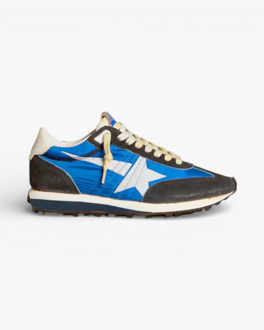 Golden Goose Marathon White Nylon and Silver Star Sneakers