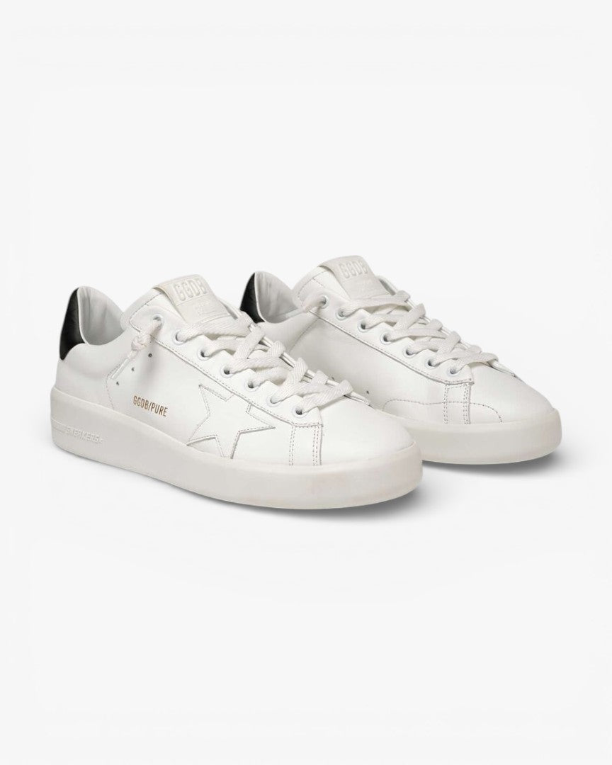 Golden Goose Purestar White Leather Sneakers Black Heel Tab