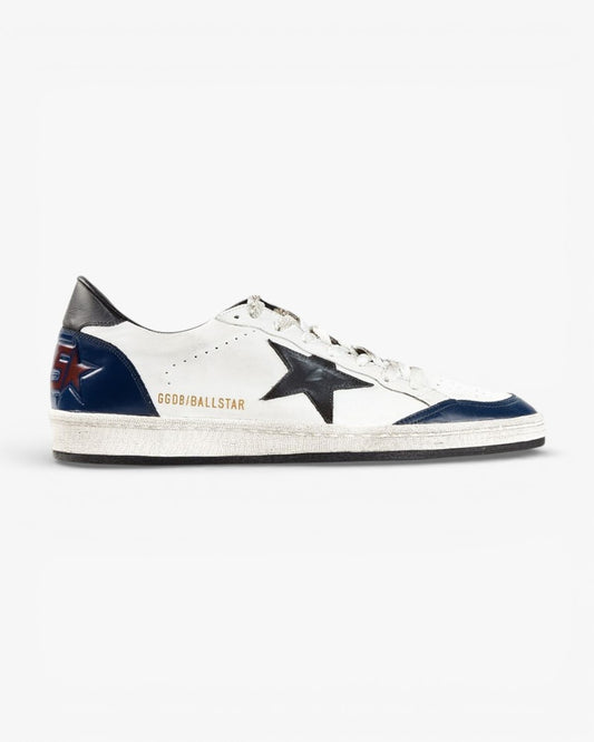 Golden Goose Ball Star White Leather Sneakers Black Star Black Heel Tab
