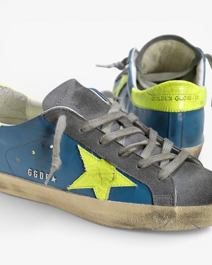 Golden Goose Super-Star Sneakers with Yellow Fluo Leather Star
