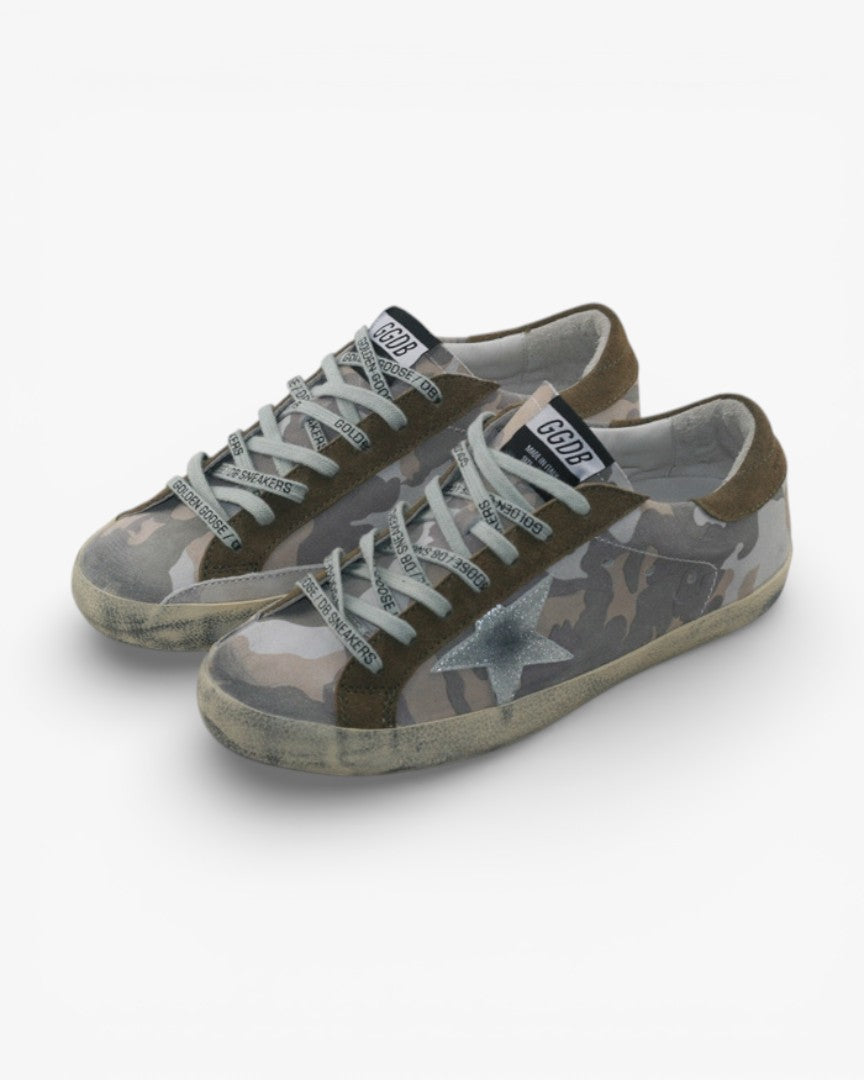 Golden Goose Camo Brown Handcrafted Custom Couple Sneakers