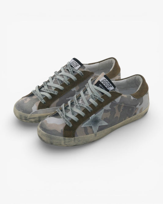 Golden Goose Camo Brown Handcrafted Custom Couple Sneakers