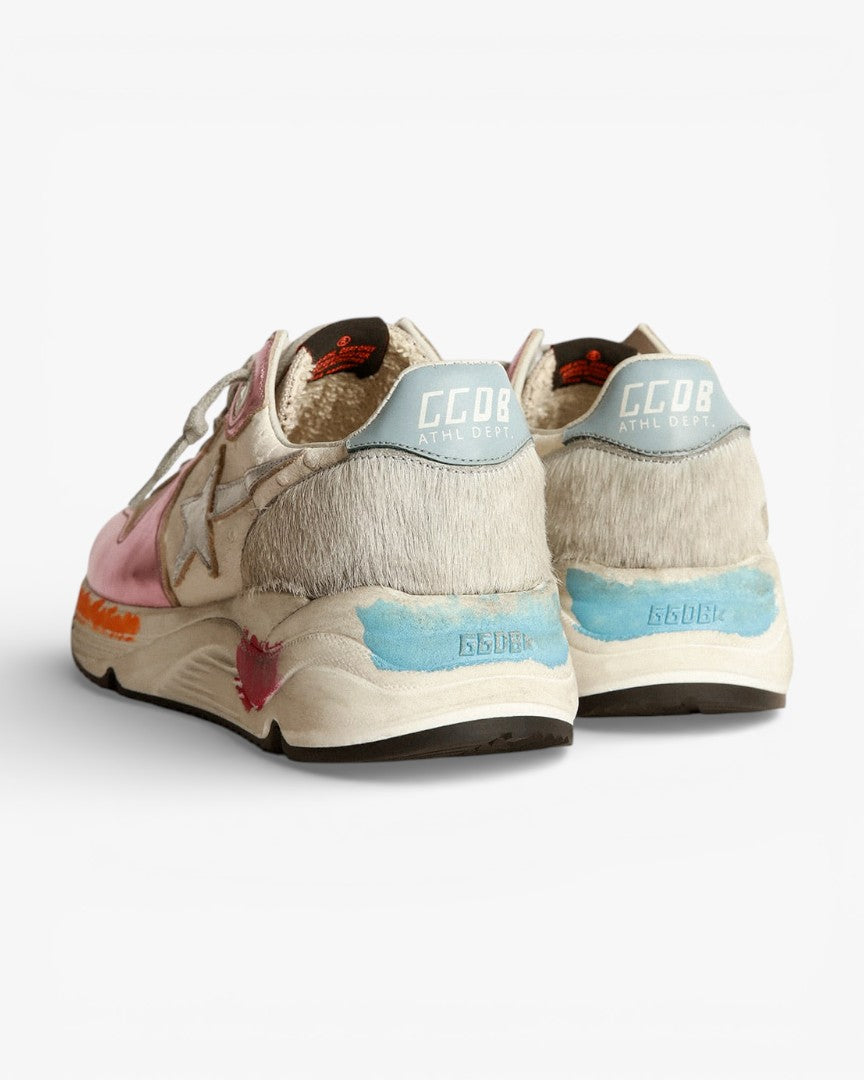 Golden Goose Running Sole Sneakers Laminated Pink Silver Star