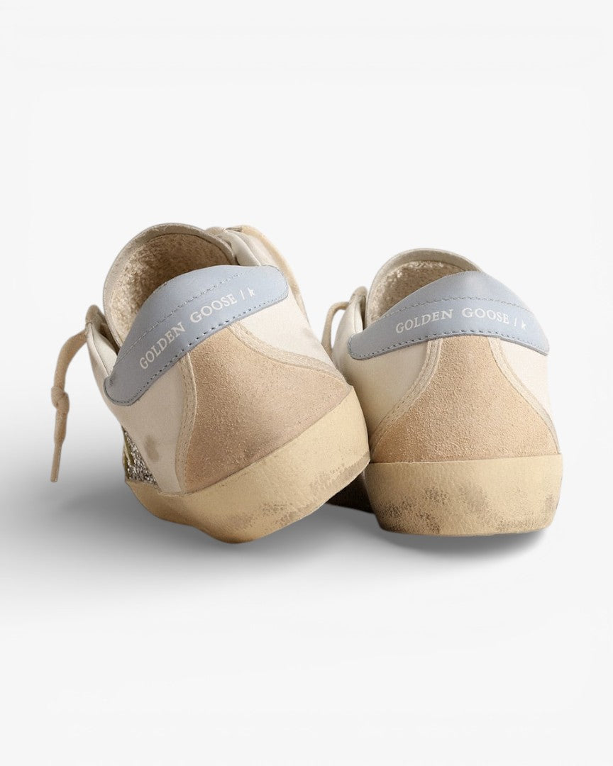 Golden Goose Bio‑based Super‑Star Sneakers Silver Glitter Yellow Star