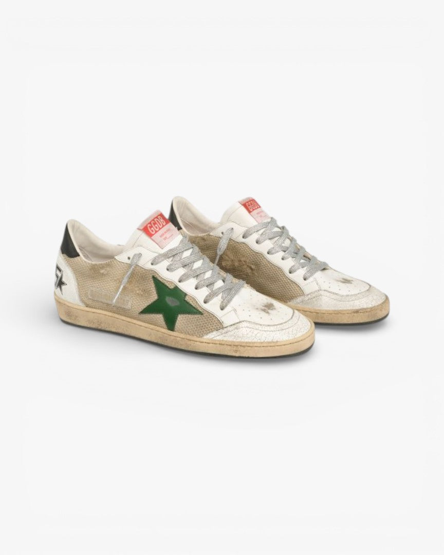 Golden Goose Ball Star Leather Mesh Sneakers Black Heel Tab