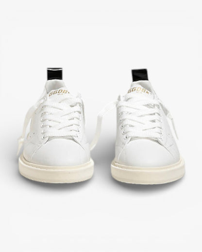 Golden Goose White Calf Leather Starter Sneakers with White Sole