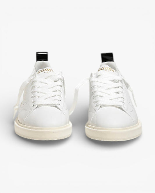 Golden Goose White Calf Leather Starter Sneakers with White Sole