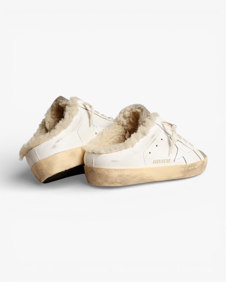 Golden Goose Super-Star Sabots White Leather Star Shearling Lining