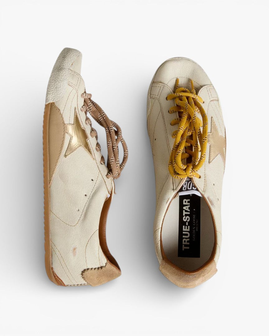 Golden Goose True Star White Nappa Leather Sneakers with Gold Star
