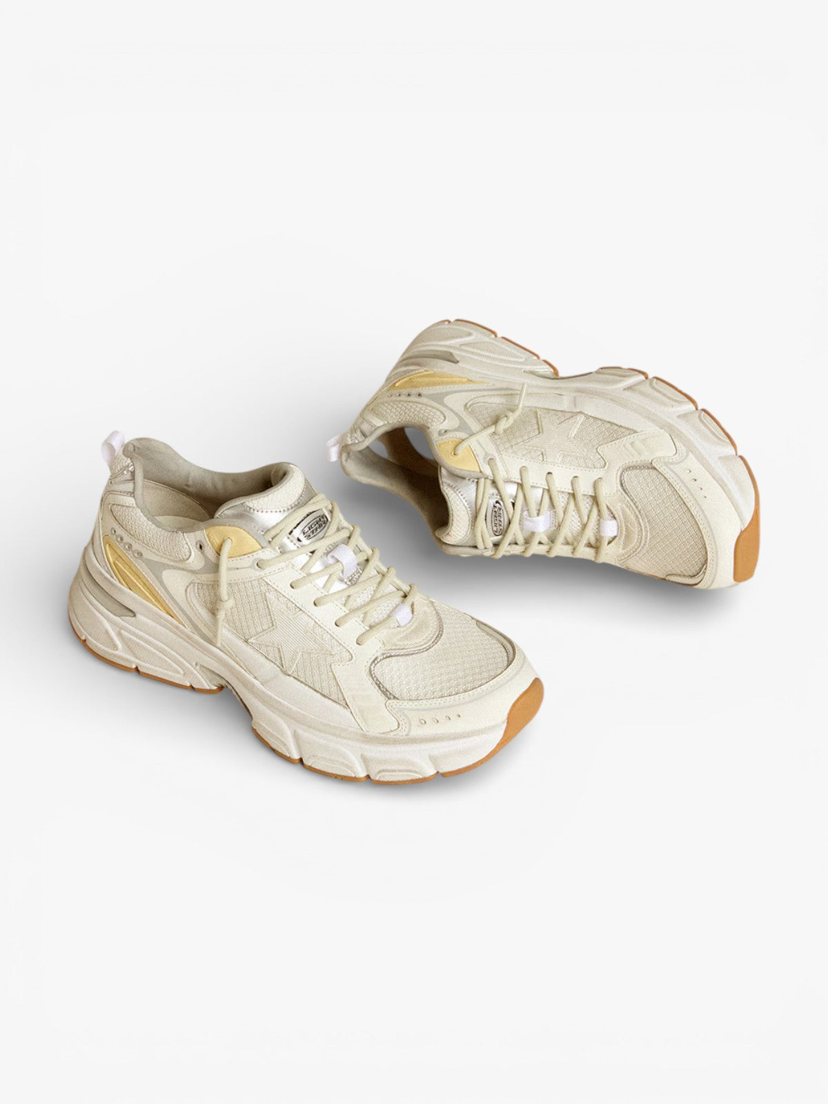 Golden Goose Lightstar Black Leather and Mesh Sneakers