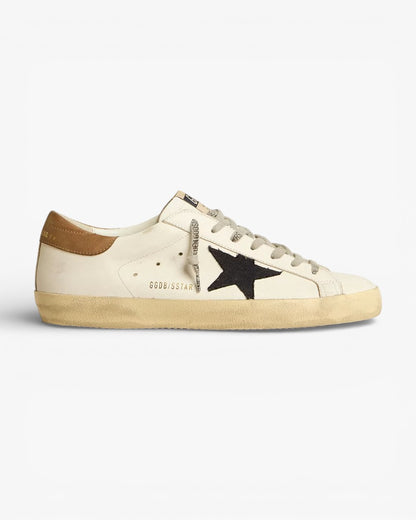 Golden Goose Super-Star Blue Canvas Star Tobacco Leather Heel Tab