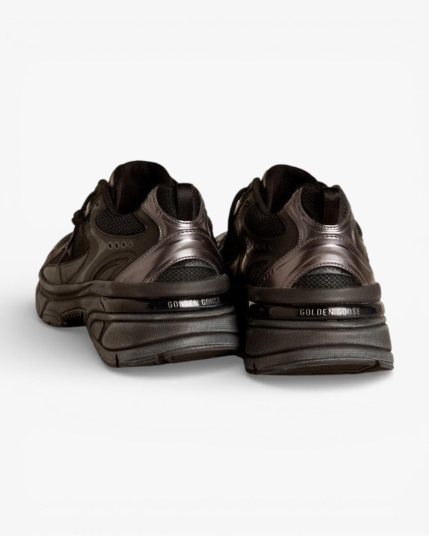 Golden Goose Lightstar Black Leather and Mesh Sneakers