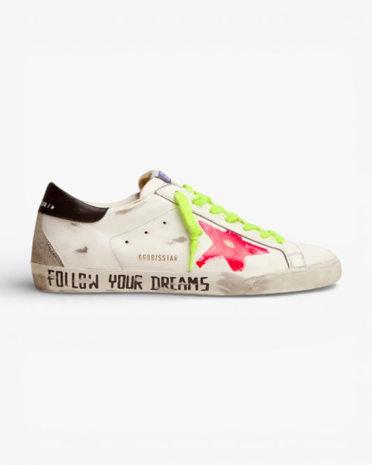 Golden Goose Super-Star Sneakers with Red Printed Star