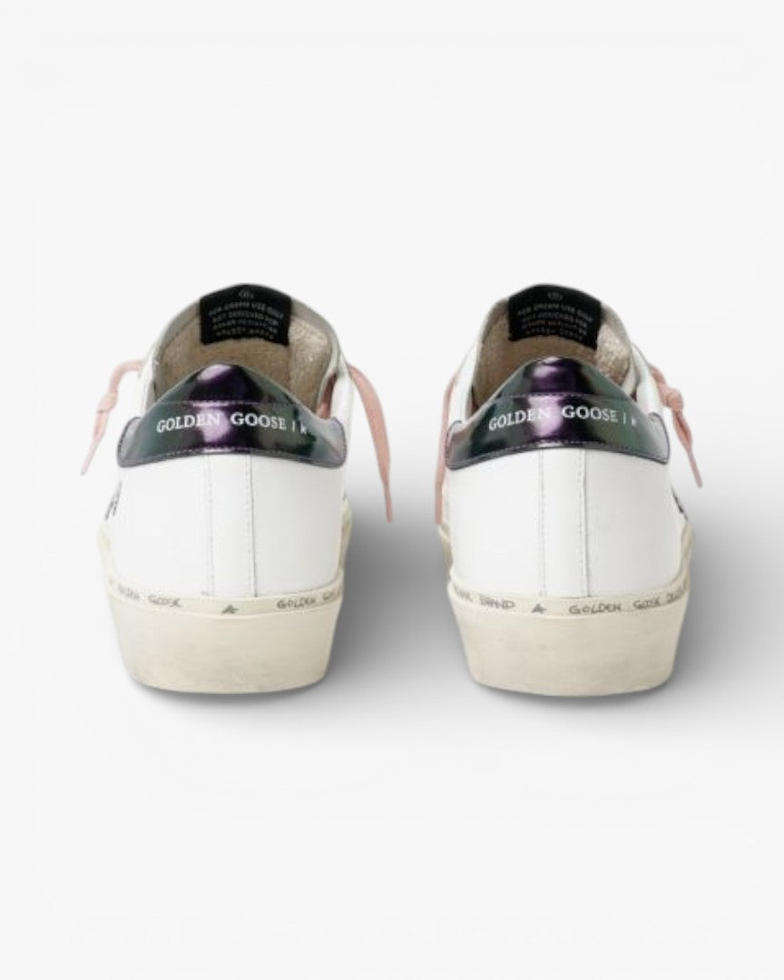 Golden Goose White Hi-Star Sneakers Glittery Star Pink Laces