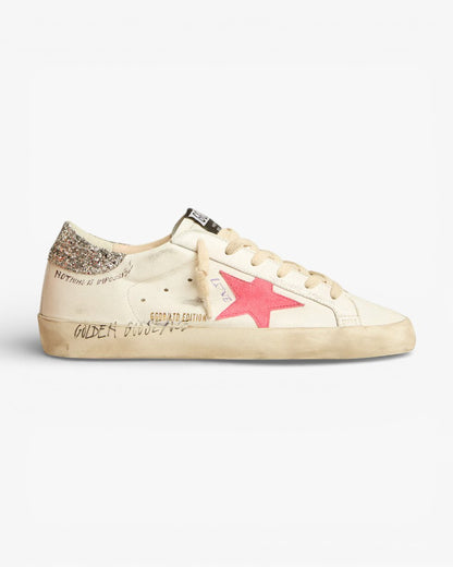 Golden Goose Super-Star LTD Fluorescent Lobster Suede Star Glitter Heel Tab