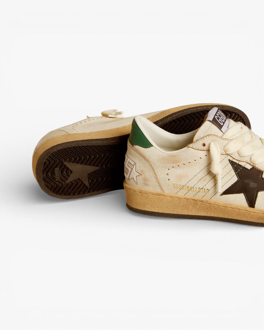 Golden Goose Ball Star Cream Leather Brown Star Sneakers