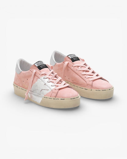Golden Goose Hi-Star Sneakers Powder Nabuk Leather Silver Leaf Branding