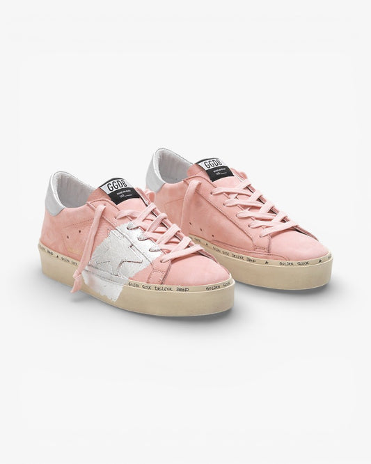Golden Goose Hi-Star Sneakers Powder Nabuk Leather Silver Leaf Branding