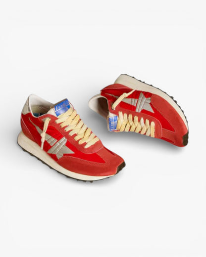 Golden Goose Marathon Red Nylon and Silver Star Sneakers