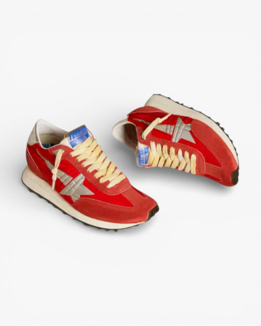 Golden Goose Marathon Red Nylon and Silver Star Sneakers