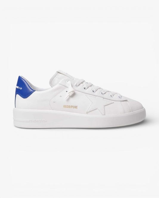 Golden Goose Purestar White Leather Sneakers Blue Heel Tab