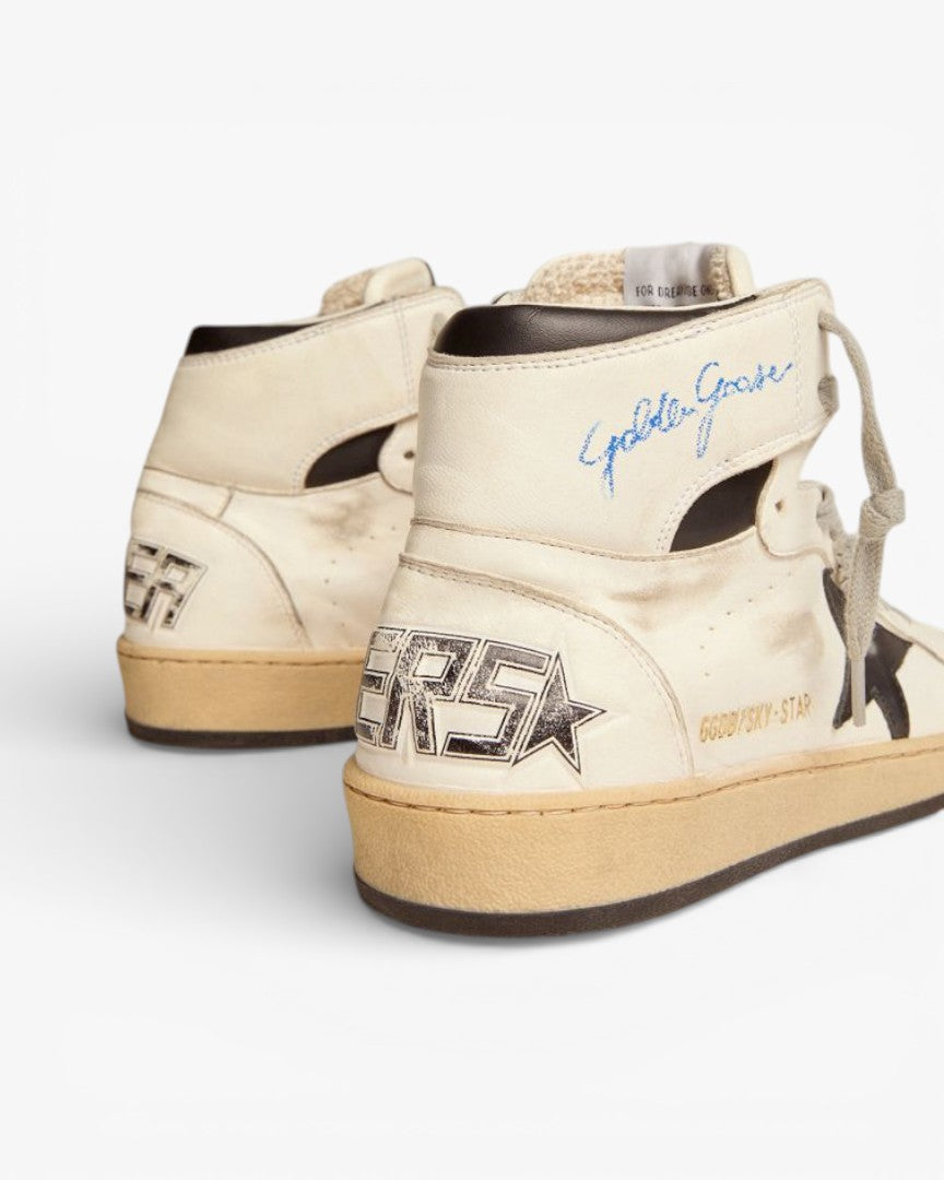 Golden Goose Sky Star White Black High Top Sneakers