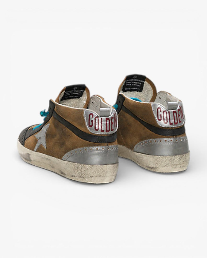 Golden Goose MID STAR Sneakers Camoscio Stella Pelle Olive Suede