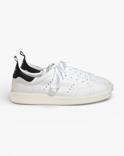 Golden Goose White and Black Starter Sneakers in Bovine Leather