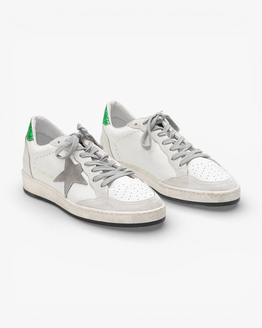 Golden Goose Ball Star Leather Suede Glitter Heel Sneakers