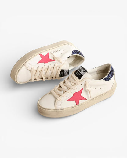 Golden Goose Hi Star Fuchsia Star Blue Glitter Heel Sneakers