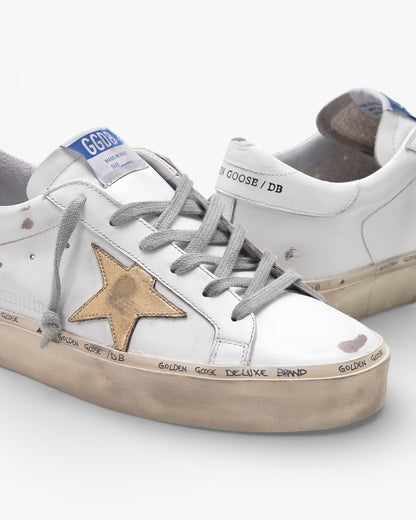 Golden Goose Hi-Star Sneakers G33WS945.A7 Calf Leather Worn Effect Leather Star