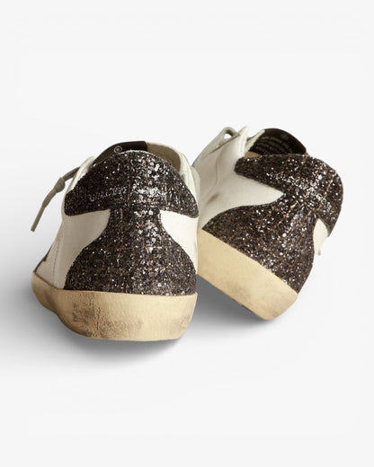 Golden Goose Super‑Star Sneakers Lilac Leather Star Purple Glitter Croc Heel