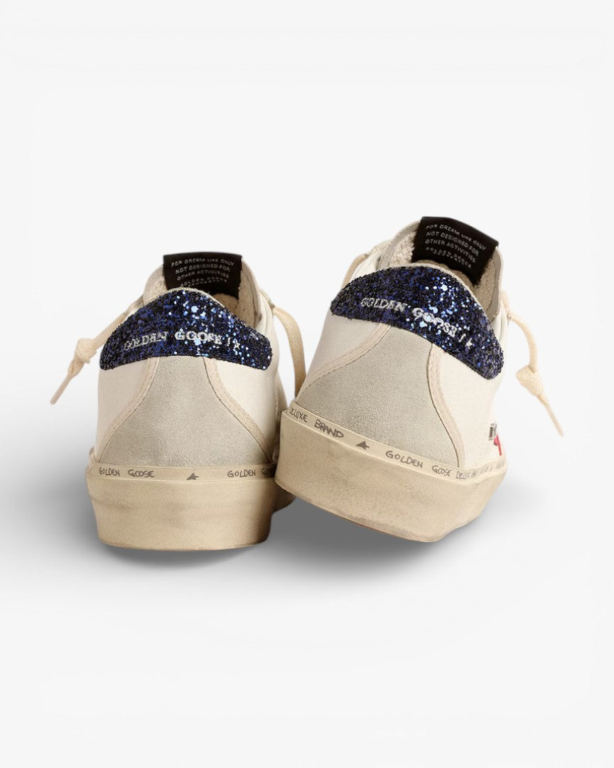 Golden Goose Hi Star Fuchsia Star Blue Glitter Heel Sneakers