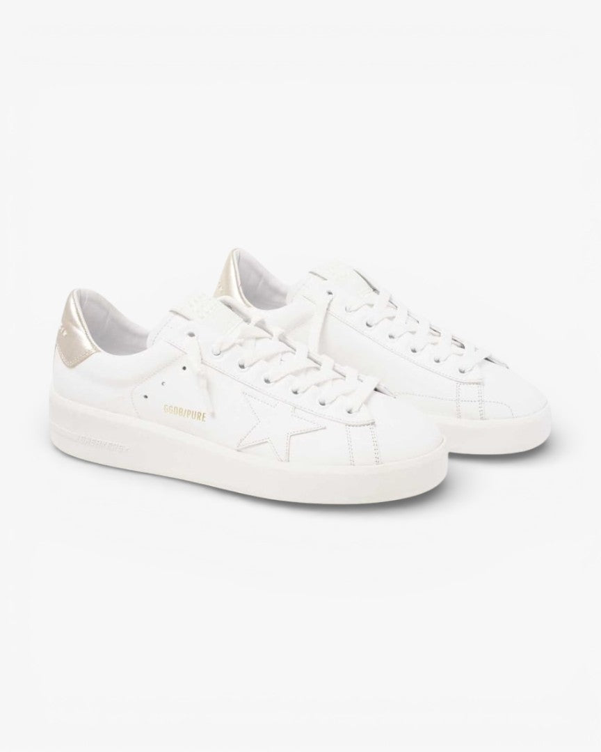 Golden Goose Purestar White Leather Sneakers Gold Heel Tab