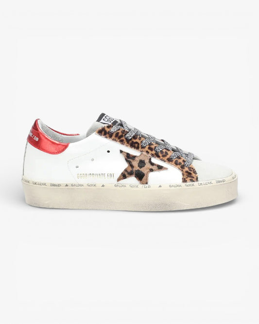 Golden Goose Hi Star Leopard Calf Hair Leather Sneakers