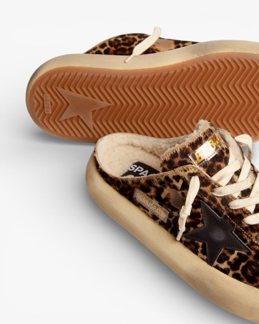 Golden Goose Space Star Animal Print Pony Skin Shearling Sneakers