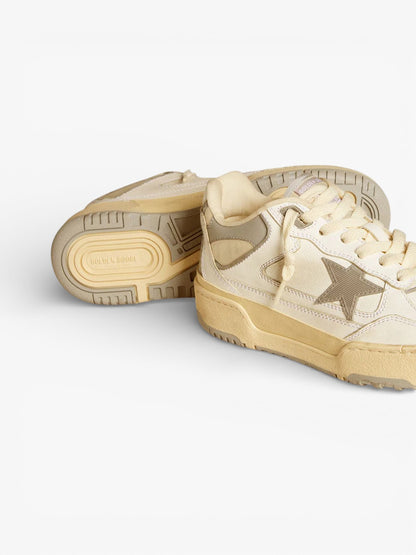 Golden Goose Forty2 Grey Star and White Leather Heel Tab Sneakers