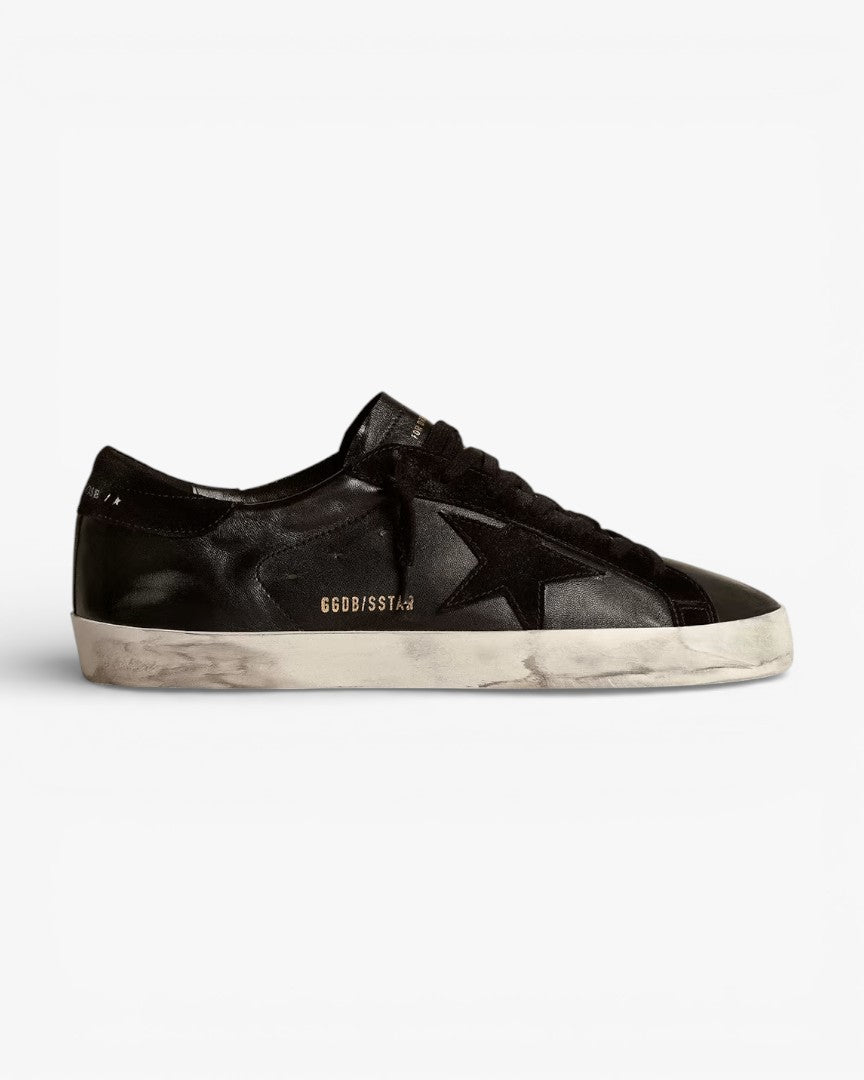Golden Goose Men’s Super-Star Black Nappa Black Suede Star Heel Tab