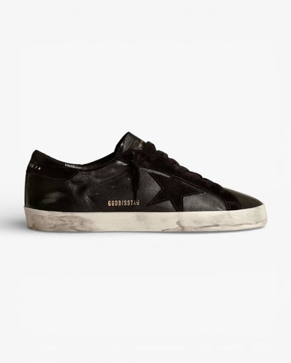 Golden Goose Men’s Super-Star Black Nappa Black Suede Star Heel Tab