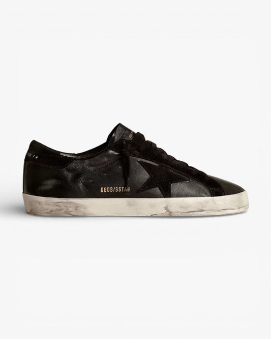 Golden Goose Men’s Super-Star Black Nappa Black Suede Star Heel Tab