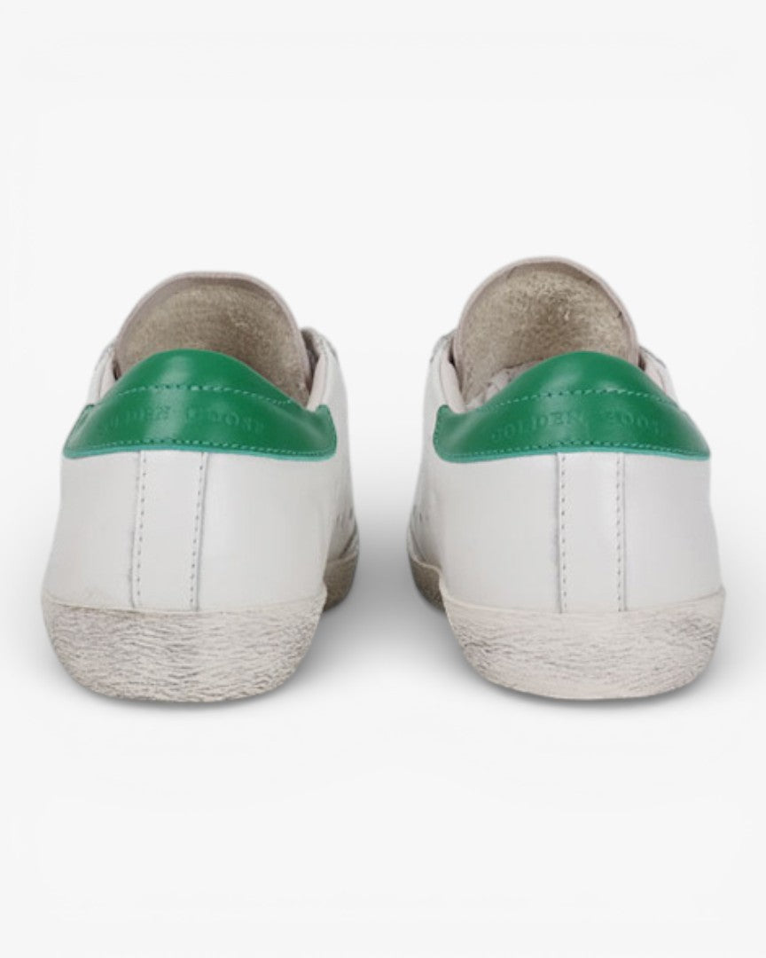 Golden Goose White Green Handcrafted Custom Couple Sneakers