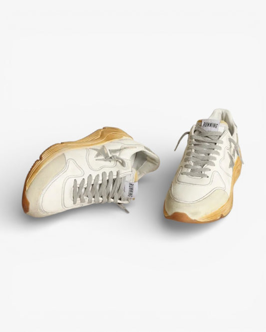 Golden Goose Running Sole Sneakers Star Heel Tab Leather Silver Digital Print