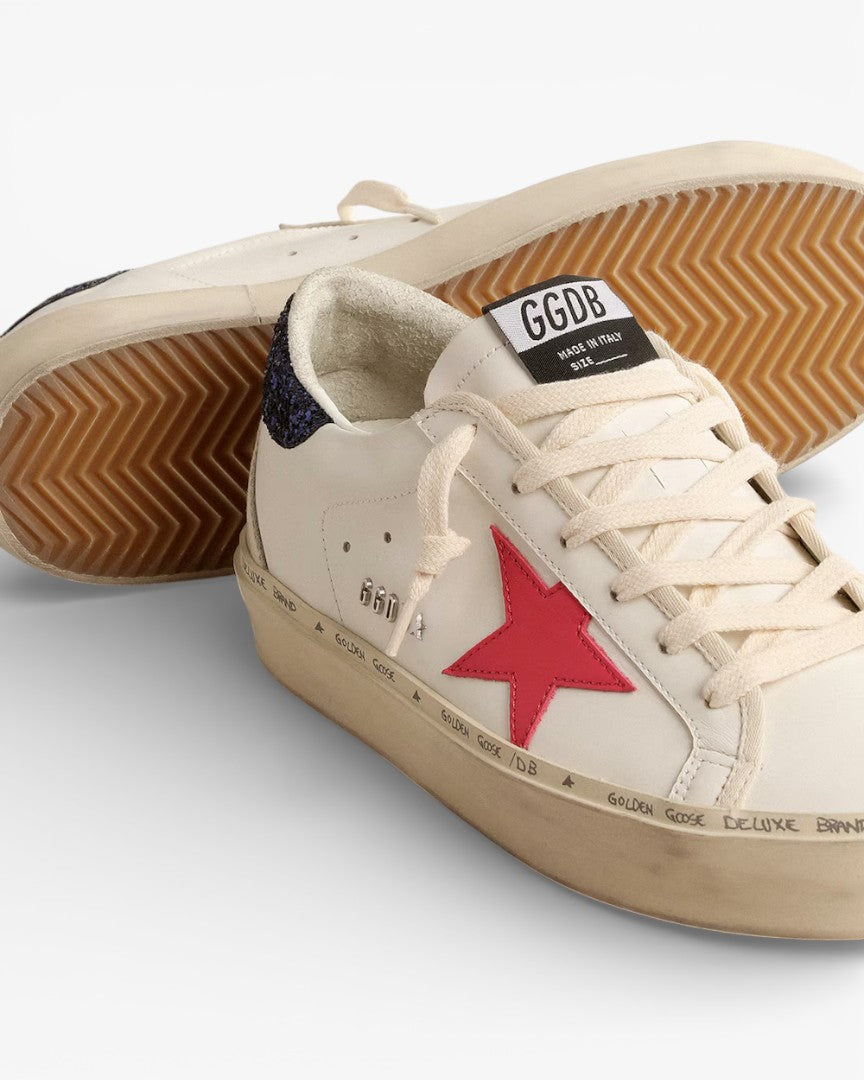 Golden Goose Hi Star Fuchsia Star Blue Glitter Heel Sneakers