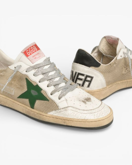 Golden Goose Ball Star Leather Mesh Sneakers Black Heel Tab