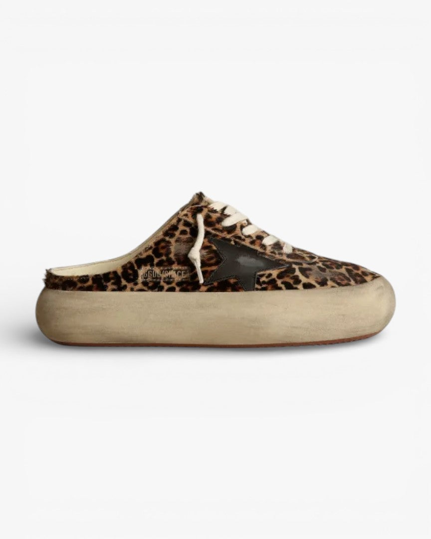 Golden Goose Space Star Leopard Pony Skin Sabot Sneakers