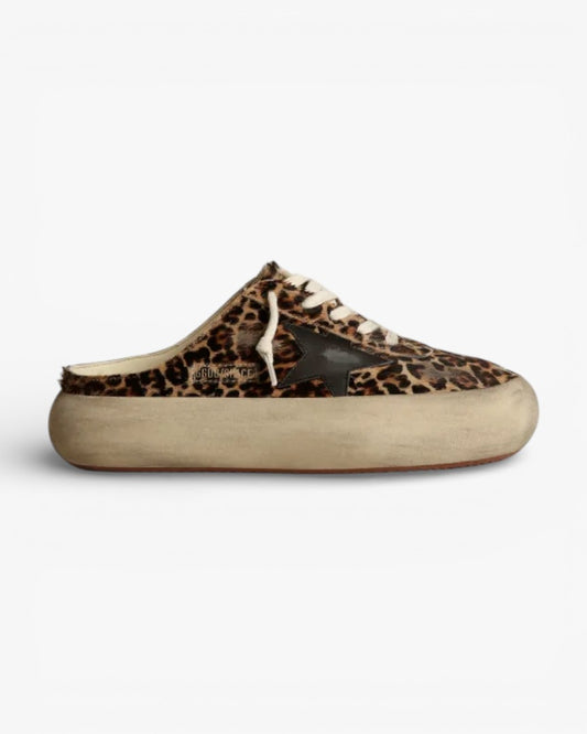 Golden Goose Space Star Leopard Pony Skin Sabot Sneakers