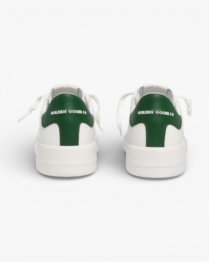 Golden Goose Purestar White Leather Sneakers Green Heel